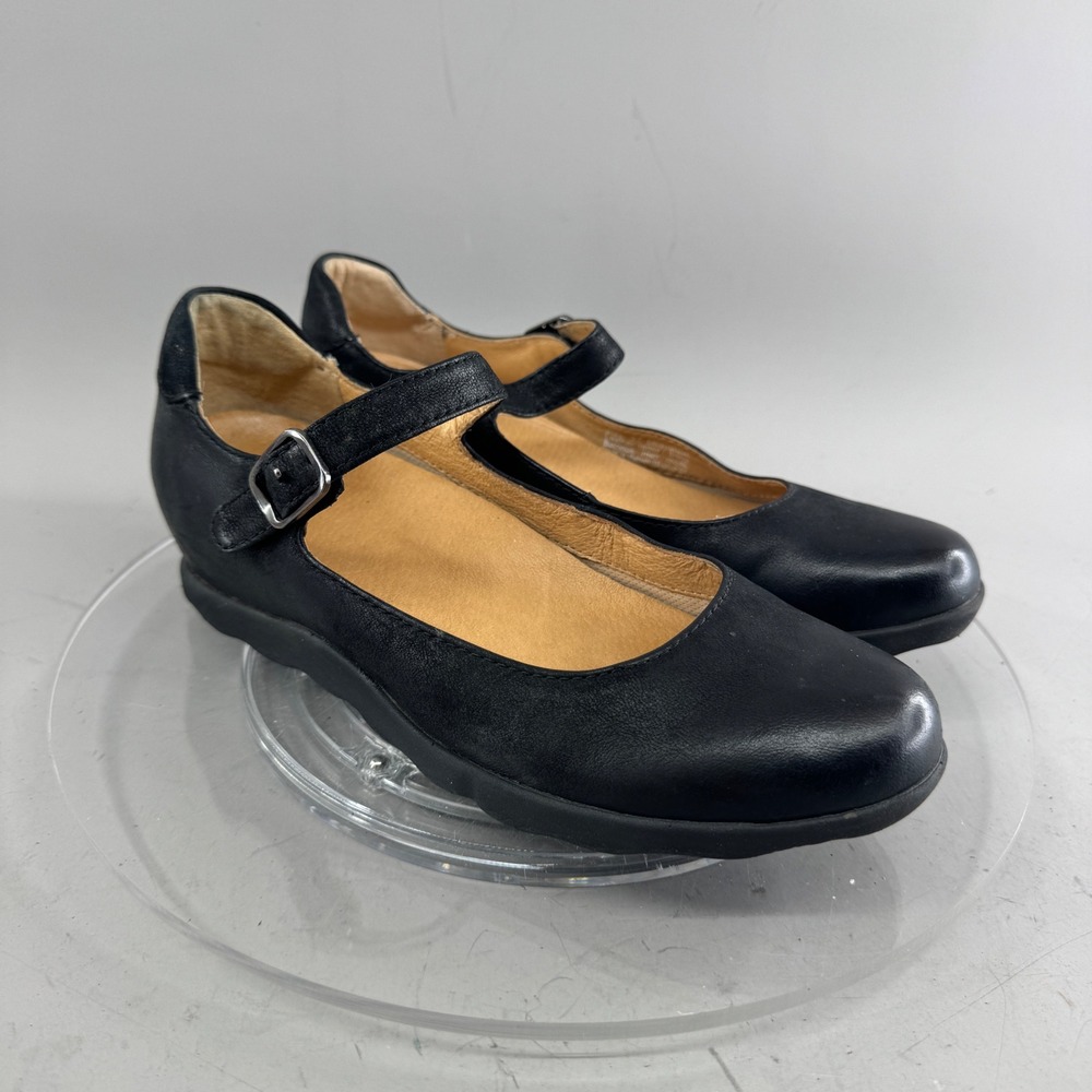 Dansko Womens Mary Jane Black Leather Comfort Buckle Flat Shoes Size 37 7
